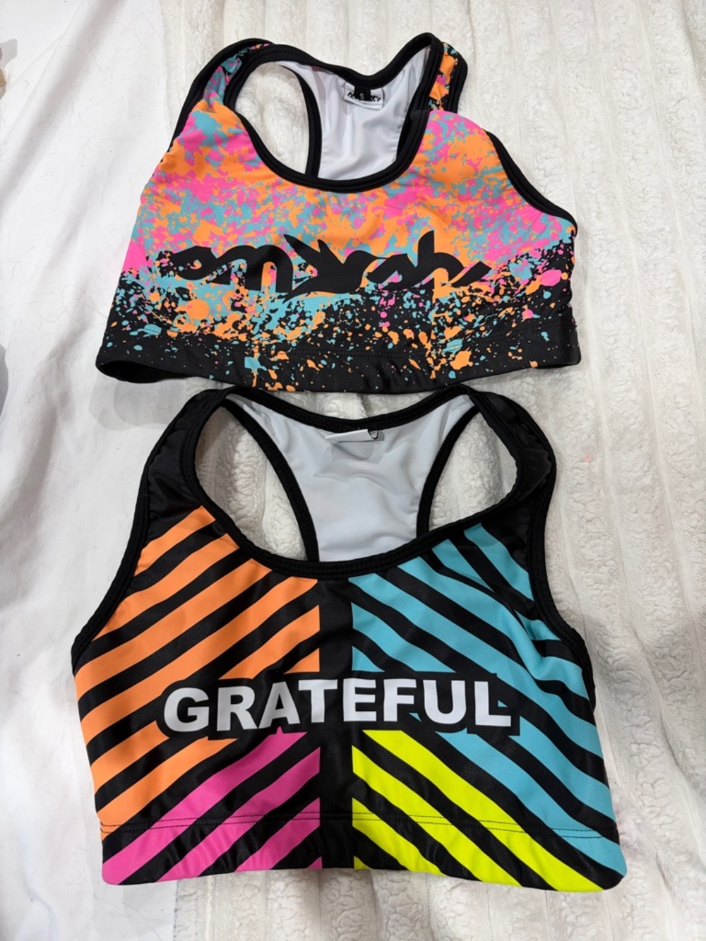 Grateful Women's Multicolor Striped Sports Bra — Neon Panel Support